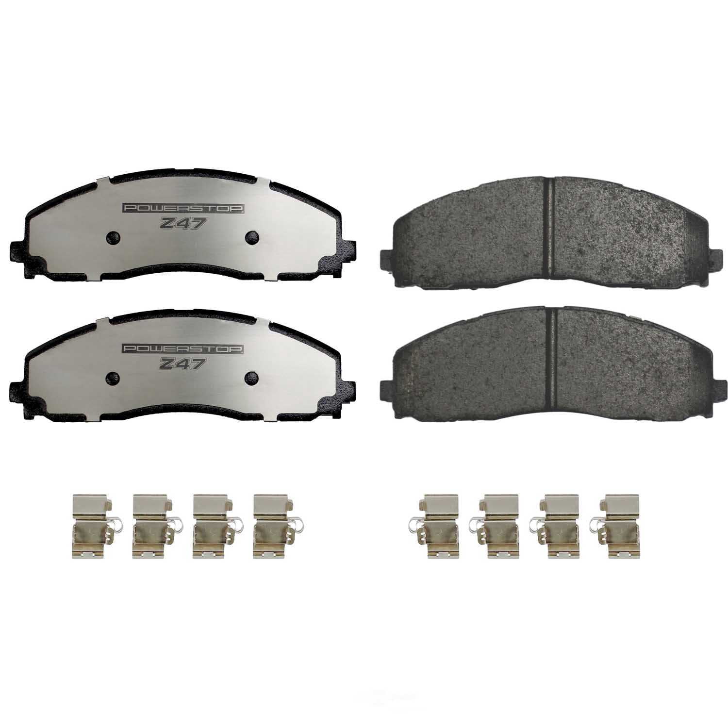 PowerStop Z47-2490 Front Z47 MD and Fleet Carbon-Fiber Semi-Met Brake Pads with Hardware Kit