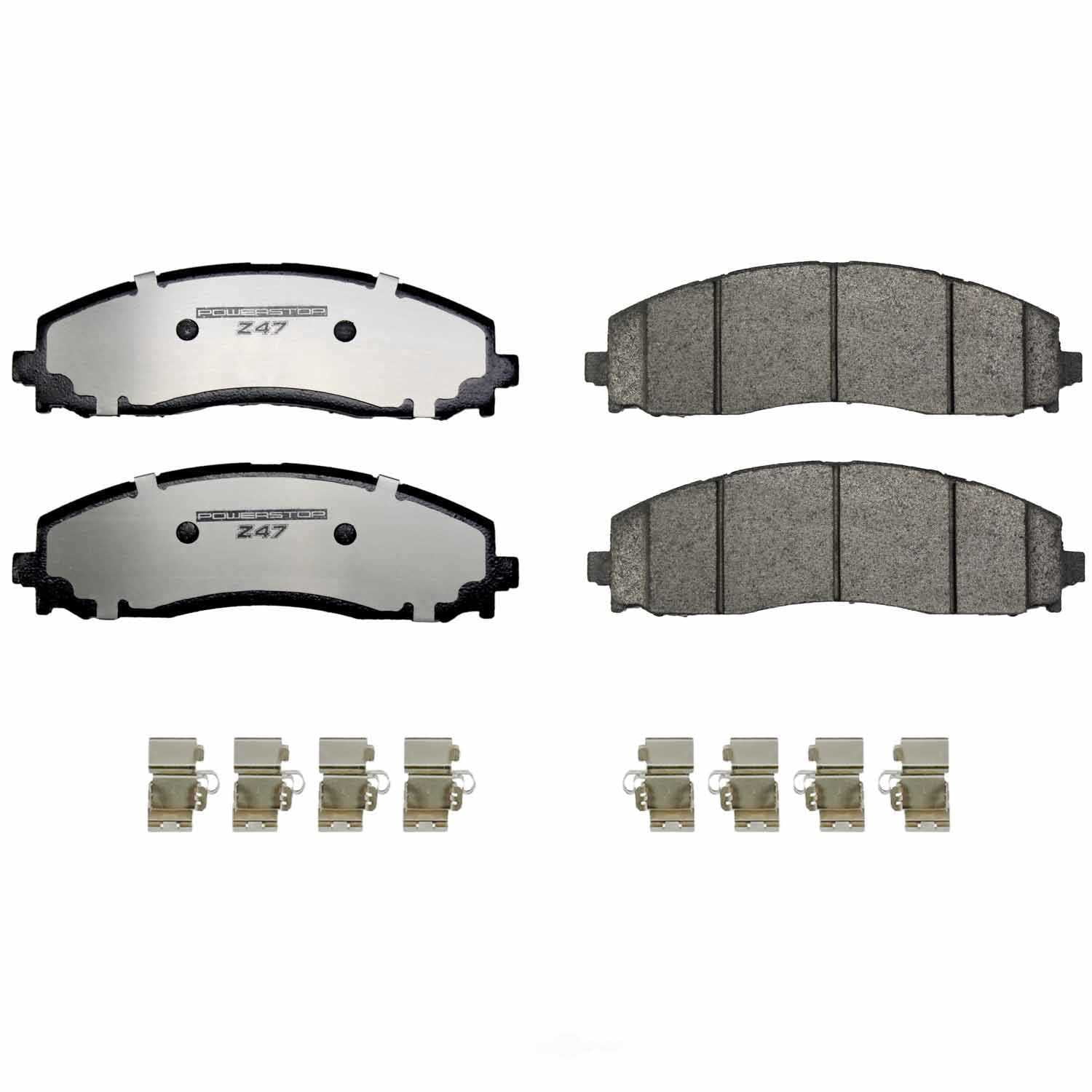 PowerStop Z47-2491 Rear Z47 MD and Fleet Carbon-Fiber Semi-Met Brake Pads with Hardware Kit