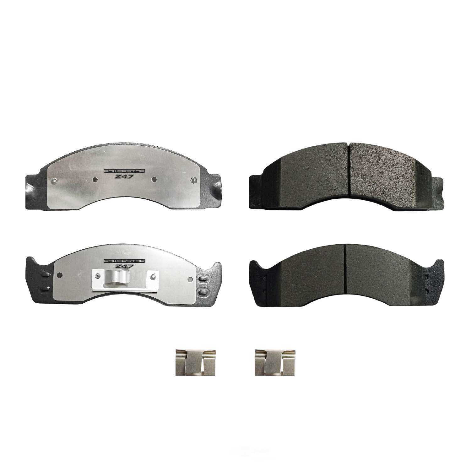 PowerStop Z47-411 Z47 MD and Fleet Carbon-Fiber Semi-Met Brake Pads with Hardware Kit