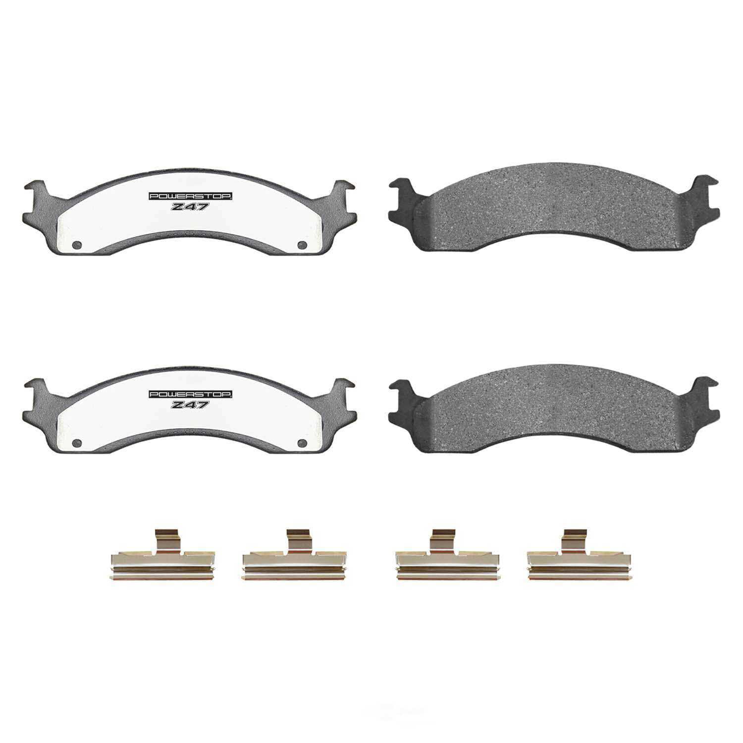 PowerStop Z47-655A Z47 MD and Fleet Carbon-Fiber Semi-Met Brake Pads with Hardware Kit