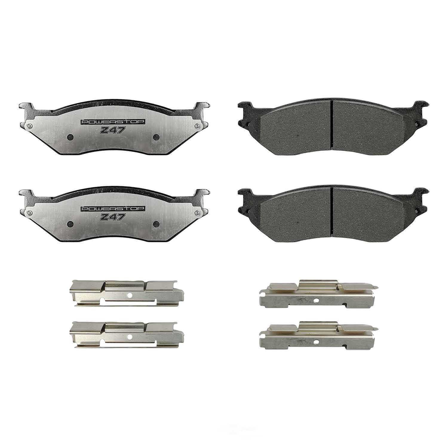 PowerStop Z47-777 Z47 MD and Fleet Carbon-Fiber Semi-Met Brake Pads with Hardware Kit