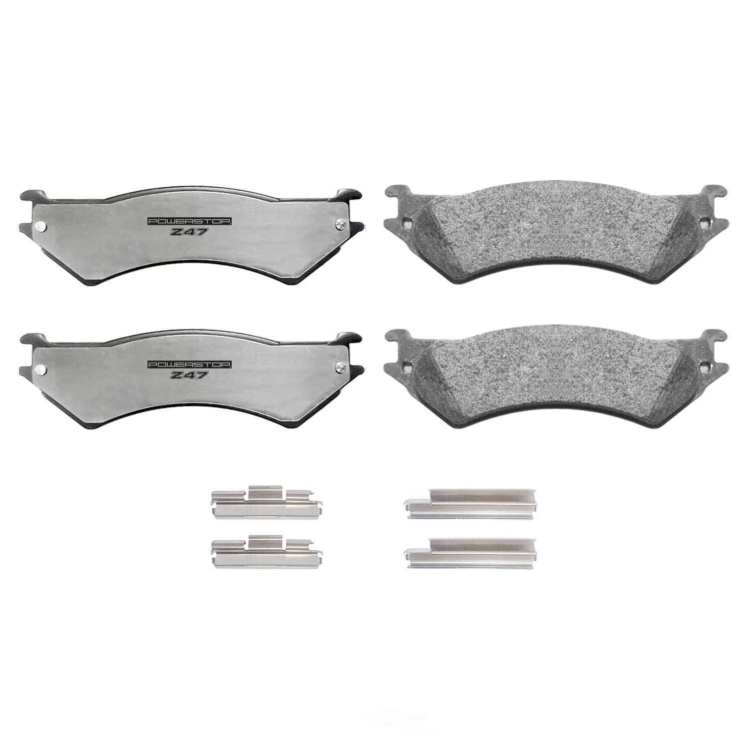 PowerStop Z47-802 Z47 MD and Fleet Carbon-Fiber Semi-Met Brake Pads with Hardware Kit