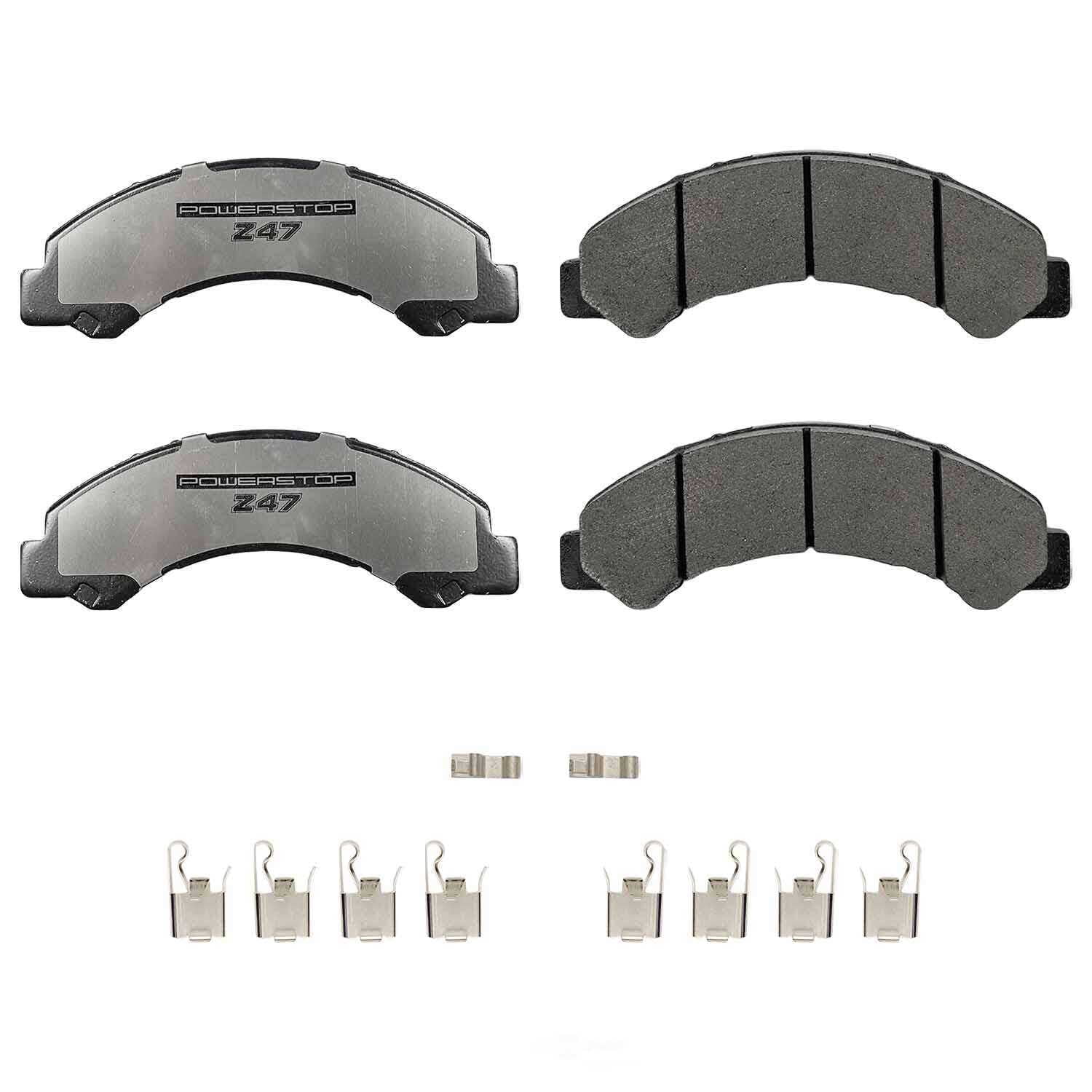 PowerStop Z47-825 Z47 MD and Fleet Carbon-Fiber Semi-Met Brake Pads with Hardware Kit