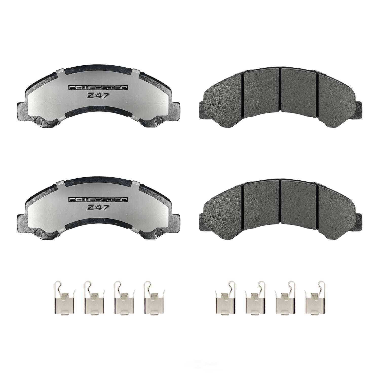 PowerStop Z47-826 Z47 MD and Fleet Carbon-Fiber Semi-Met Brake Pads with Hardware Kit