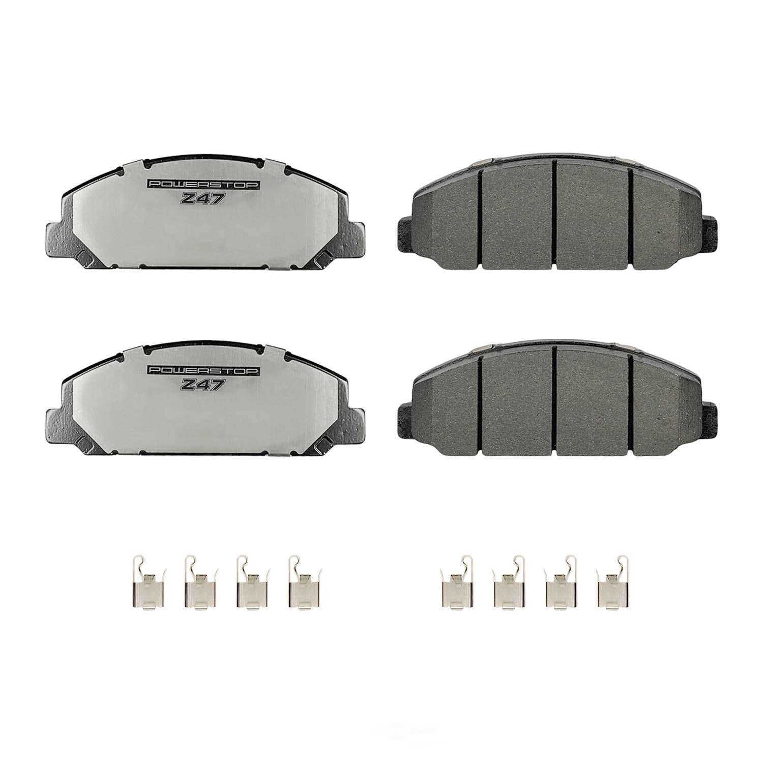 PowerStop Z47-827 Z47 MD and Fleet Carbon-Fiber Semi-Met Brake Pads with Hardware Kit