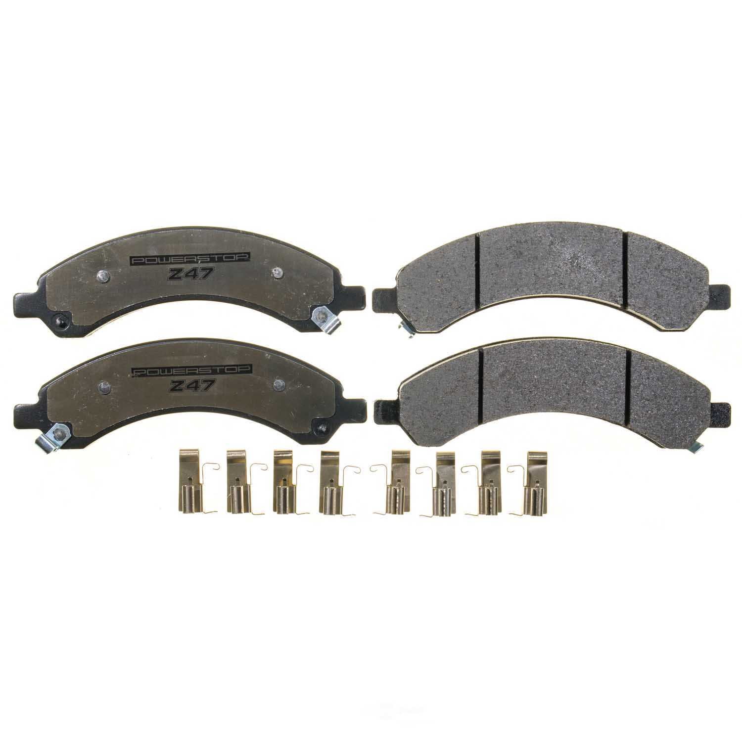 PowerStop Z47-989 Rear Z47 MD and Fleet Carbon-Fiber Semi-Met Brake Pads with Hardware Kit