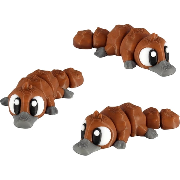 PowerTRC 3D Printed Articulated Platypus Fidget Toy 3 Pack Flexible Cute Animal Desk Decor, Adult Fidget Collectible 3D Printed in USA