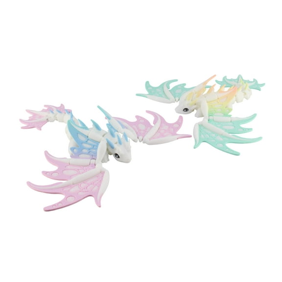 PowerTRC 3D Printed Monarch Dragon 2 Pack – Articulated Moveable Wings, Rainbow Color Dragons, Flexible Fidget Desk Decor Figurines, Unique Color Blend Collectible Dragons for Adults