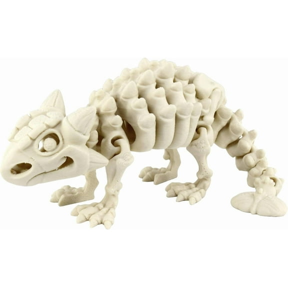 PowerTRC 3D Printed Skeleton Ankylosaurus Prehistoric Collectible Articulating Dinosaur 3D Figurine Desk Decoration for Teens and Adults, Made in USA