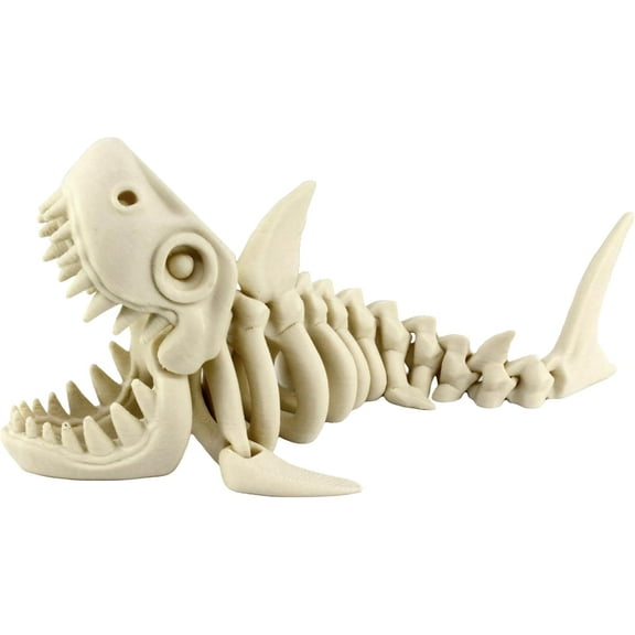 PowerTRC 3D Printed Skeleton Megalodon  Prehistoric Collectible Articulating Dinosaur 3D Figurine Desk Decoration for Teens and Adults, Made in USA