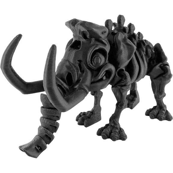 PowerTRC 3D Printed Skeleton Woolly Mammoth Prehistoric Collectible Articulating Dinosaur 3D Figurine Desk Decoration for Teens and Adults, Made in USA