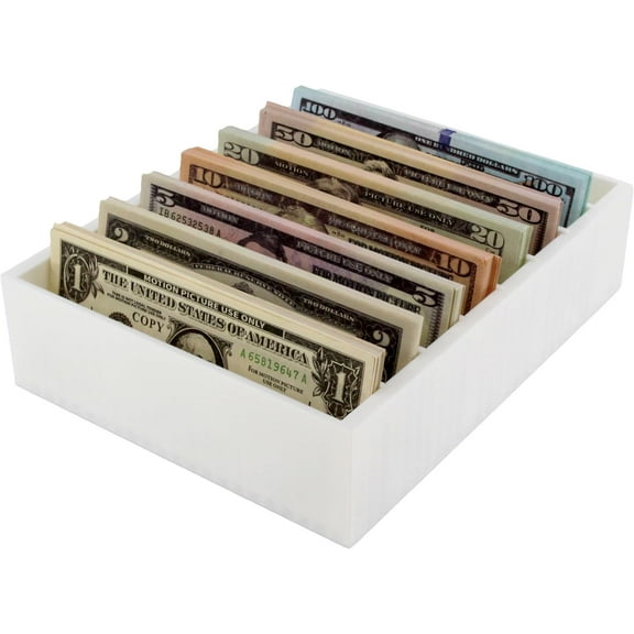PowerTRC Money Organizer for Cash  8 Compartment Money Holder, Cash Organizer, Cash Holder, Cash Divider Box, Cash Tray  3D Printed in USA (White)