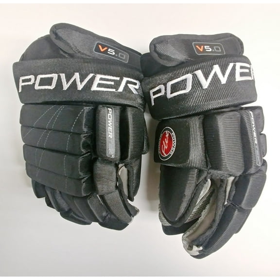 PowerTek V5.0 Tek YOUTH Ice Hockey Gloves, Flexible Full Motion Cuff - Black, 11"