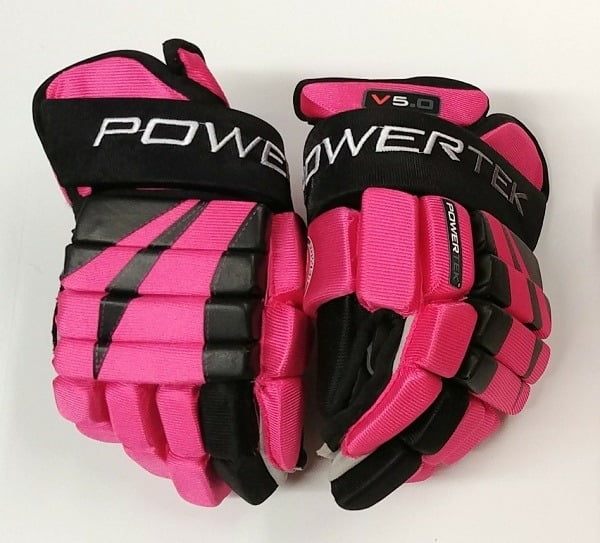 PowerTek V5.0 Tek YOUTH Ice Hockey Gloves, Flexible Full Motion Cuff Black 10