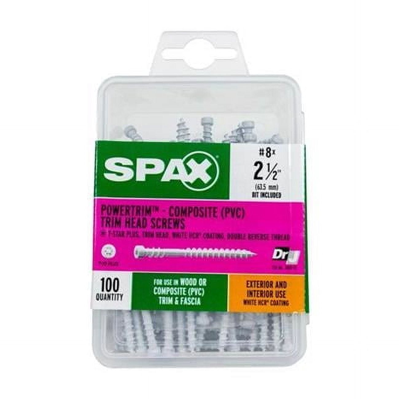 PowerTrim No. 8 Label x 2.5 in. Star Trim Head Trim Screws, White- 0.8 ...