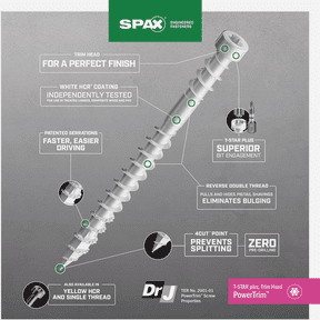 PowerTrim T-Star Double Thread HCR Trim Screws - Pack of 4 Construction & DIY Use, Standard Hardware Spec