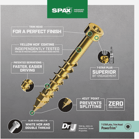PowerTrim T-Star Partial Thread Cylindric HCR Trim Screws - Pack of 4 Construction & DIY Use, Standard Hardware Spec
