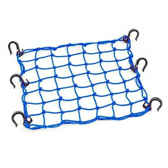 PowerTye 50153 Blue 15X15 Cargo Net featuring 6 Adjustable Hooks & Tight 2x2 Mesh