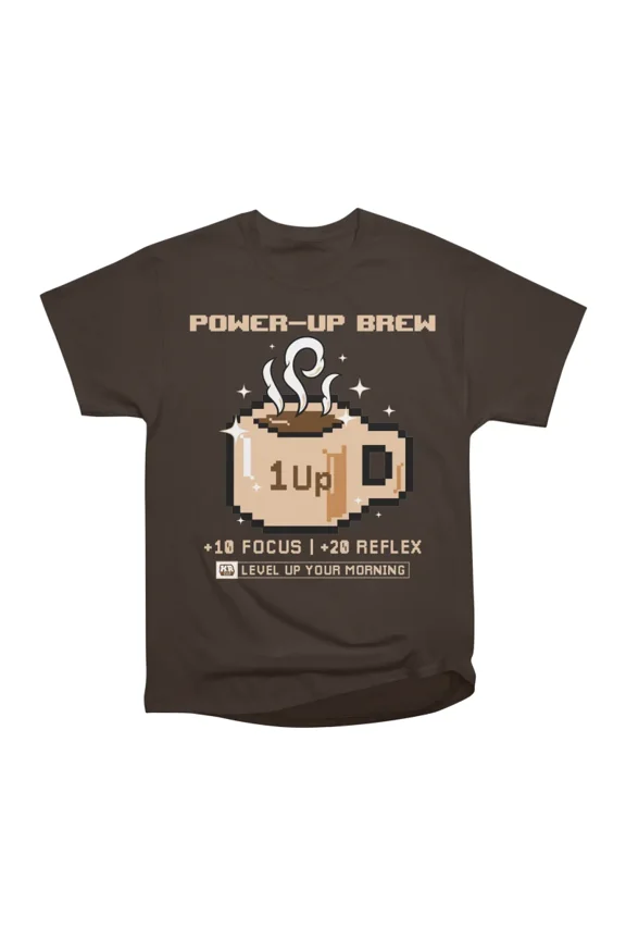 PowerUp Brew T-Shirt Tee Gift For Him Merch For Her Apparel For Friend