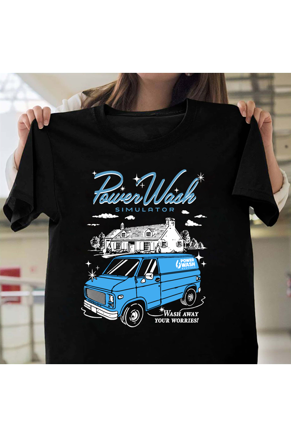 PowerWash Simulator Wash Away Worries Fangamer Video Game Shirt Relaxing Sim Art V51179 Unisex T-Shirt, Size Up to 5XL
