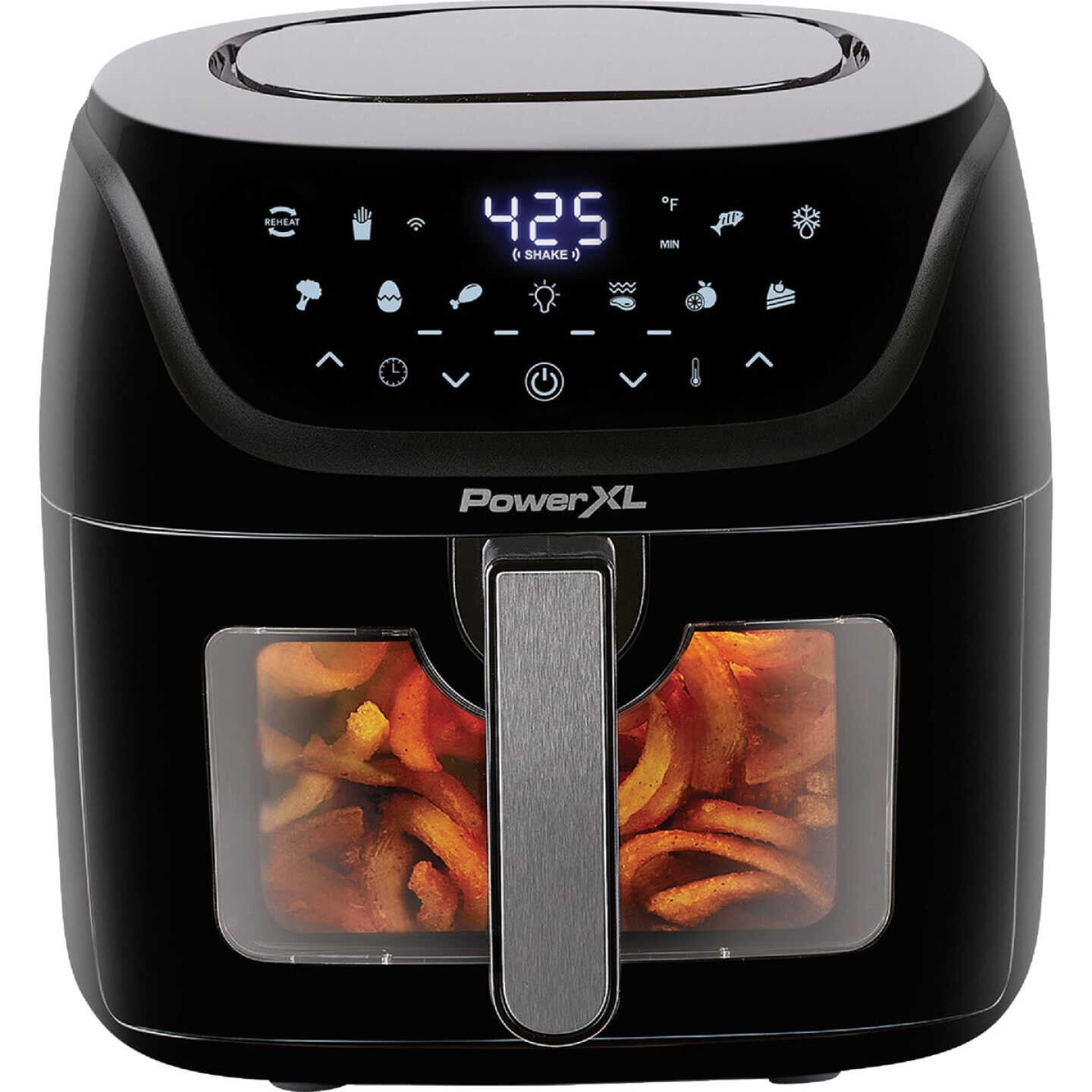 PowerXL 4-Quart Digital Air Fryer with Fry Tray, 10 Presets, One Touch LED Panel (Black) - New
