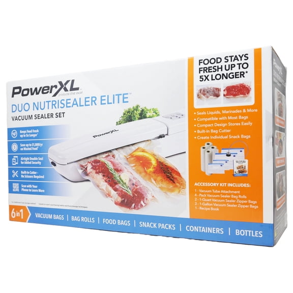 PowerXL Duo NutriSealer Elite, 6-in-1 Vacuum Sealer Machine, White