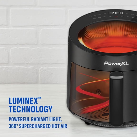 PowerXL LUMINEX 5.3 QT Radiant Light Air Fryer with Skylight Window, Heats to 400 ° F in 2.4 Seconds