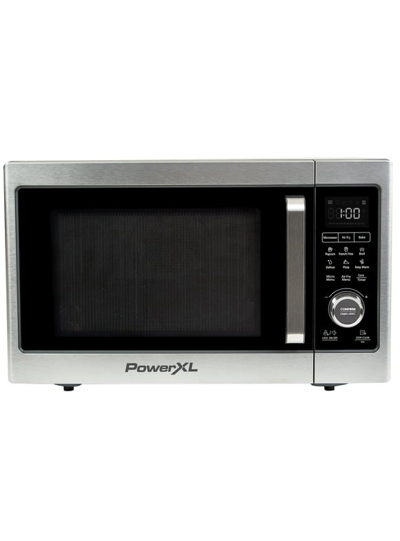 PowerXL Microwave Air Fryer Plus, Stainless Steel / Black, 1cu. ft.