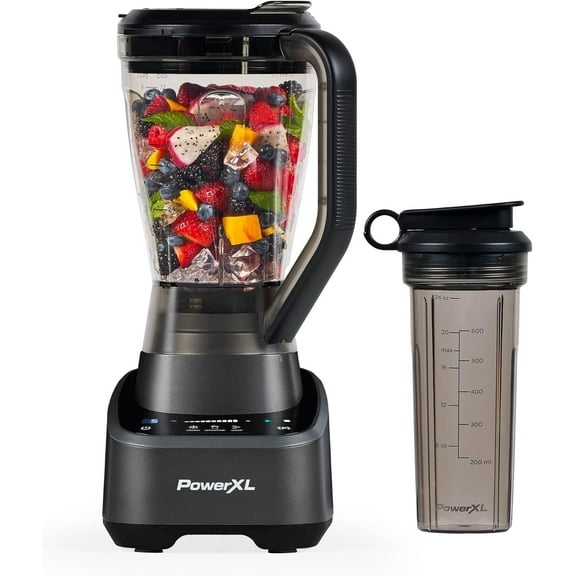 PowerXL SensiMax 1500W Blender with 72 oz Pitcher, 10 Speeds, Ice Crush, Smoothie, Chop Functions, Personal To-Go Cup, BL7019-0MP