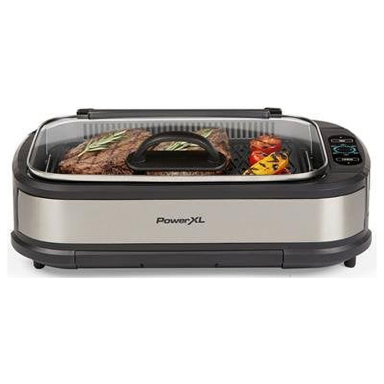 PowerXL Smokeless Grill Family Size- with Tempered Glass Lid with  Interchangeable Grill and Griddle Plate and Turbo Speed Smoke Extractor  Technology