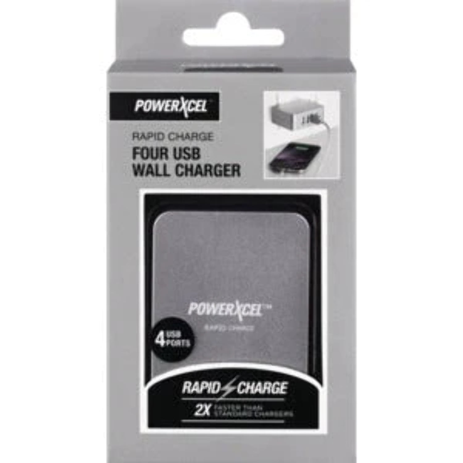 PowerXcel Rapid Charge 4 USB Wall Charger, Silver CVS