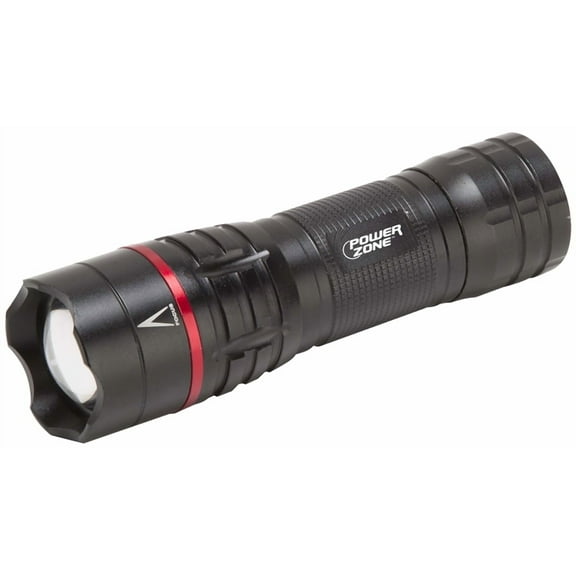 PowerZone 12093 Tactical Flashlight, AAA Battery, LED Lamp, 500 Lumens, 140 m Beam Distance, 2.5 hrs Run Time