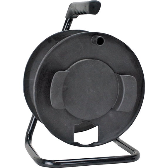 PowerZone Handle Driven Cord Storage Reel With Metal Stand, 100 Ft, Black