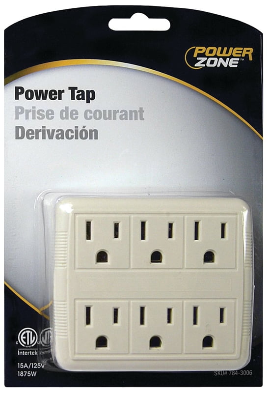 PowerZone OR801011 Outlet Tap, 125 V, 6 -Outlet, White - Walmart.com