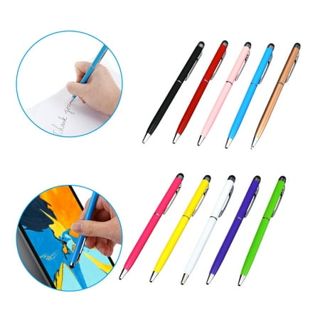 Poweradd 10 Pieces Stylus Pen for Touch Screens, 2-in-1 Universal Stylus Ballpoint Pen for iPhone iPad Samsung Smartphones Tablets