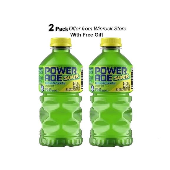 Powerade Green Apple Sour Bottle, 28 fl oz (2 Pack) Free Gift from Winrock Store