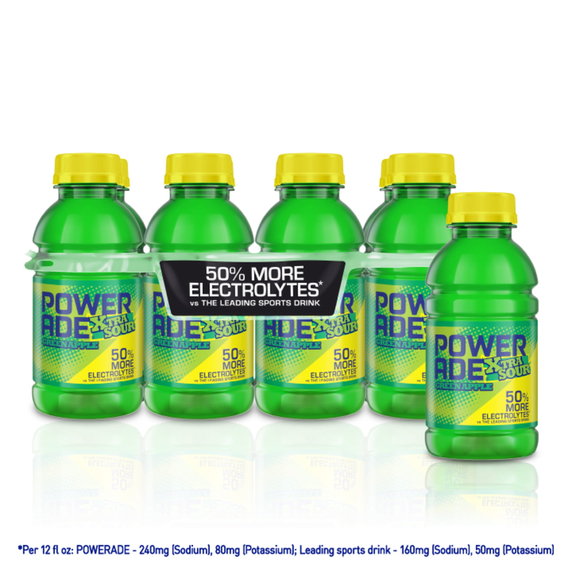POWERADE XTRA SOUR Green Apple Sports Drink Bottles, 12 fl oz, 8