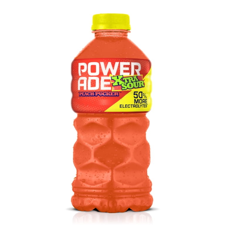 POWERADE XTRA SOUR Peach Pucker Electrolyte Sports Drink Bottle