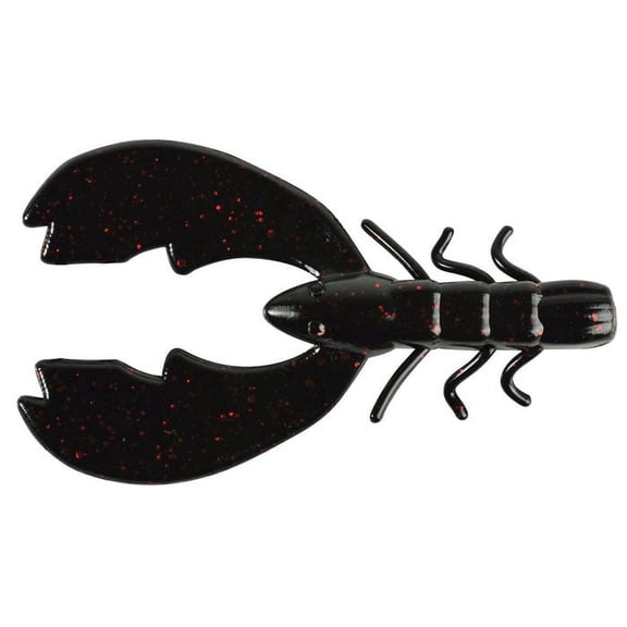 Powerbait Chigger Craw Soft Bait 3" Length, Black Red Fleck, Per 10 1307361