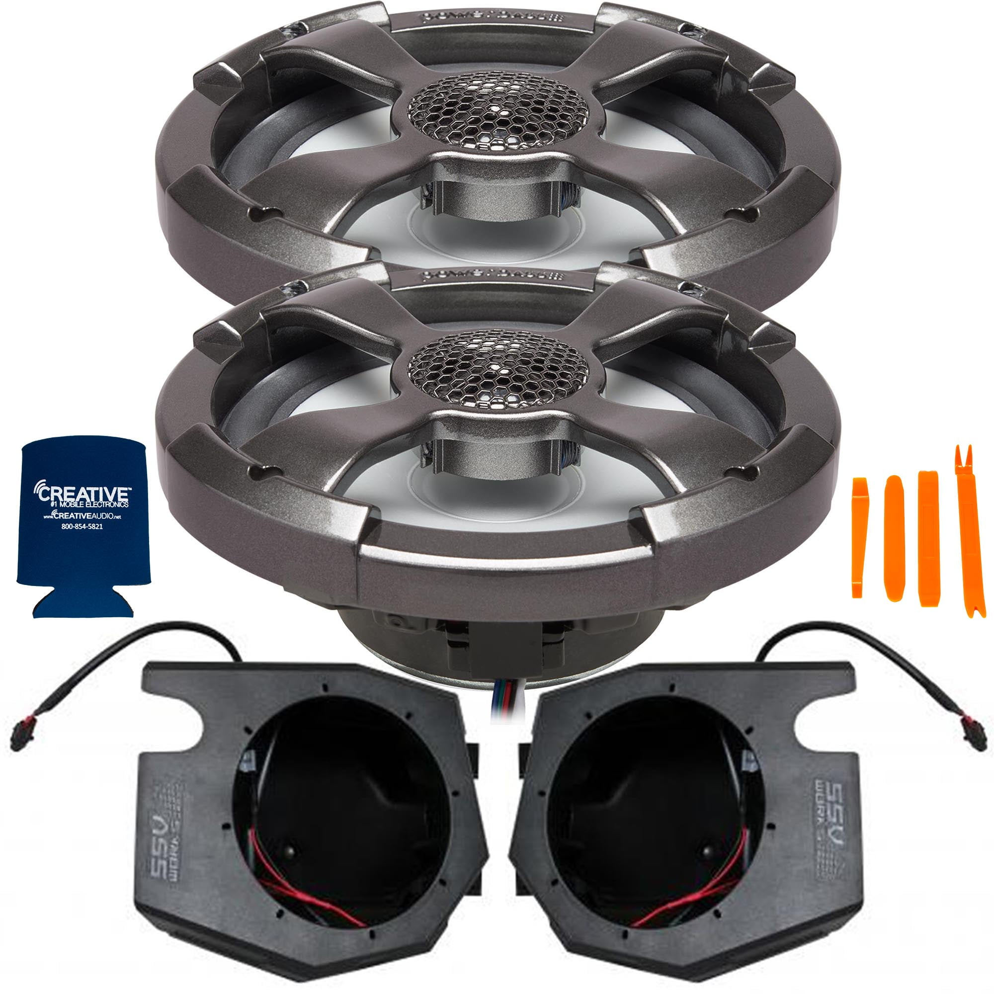 Powerbass 6.5" RGB Shallow Coaxial with Kick Panel Speaker Pods