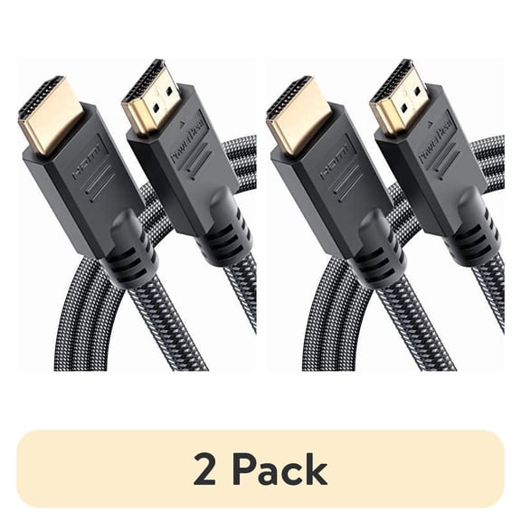 (2 pack) (2 pack) Powerbear 10ft HDMI Cable 4K 60Hz High Speed Braided Nylon Cord with Gold Plated Connectors CL3 Rated Compatible for Home Video