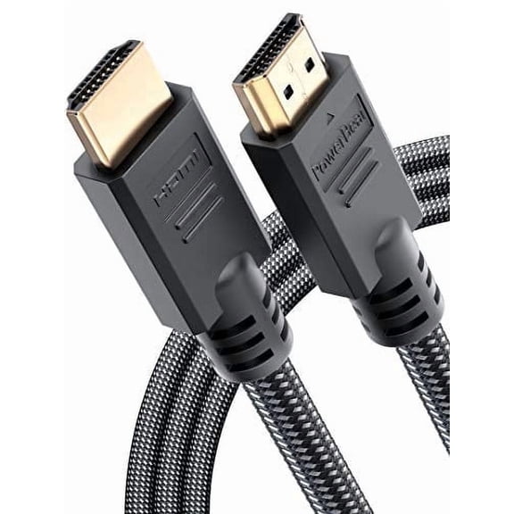 Powerbear 10ft HDMI Cable 4K 60Hz High Speed Braided Nylon Cord with Gold Plated Connectors CL3 Rated Compatible for Home Video