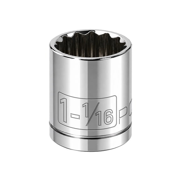 Powerbuilt 1/2 Inch Drive x 1-1/16 Inch 12 Point Shallow Socket - 642008