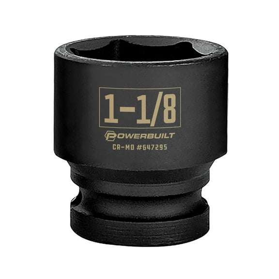 Powerbuilt 1/2 Inch Drive x 1-1/8 Inch 6 Point Impact Socket - 647295