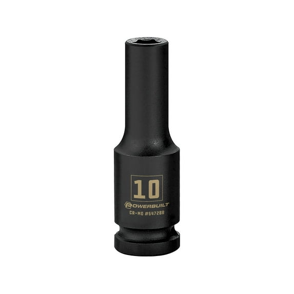 Powerbuilt 1/2 Inch Drive x 10 MM 6 Point Deep Impact Socket - 647288