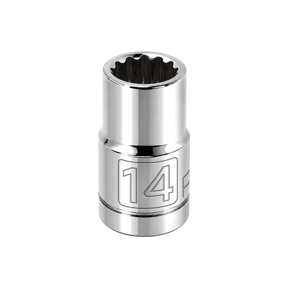 Powerbuilt 1/2 Inch Drive x 14 MM 12 Point Shallow Socket - 642012