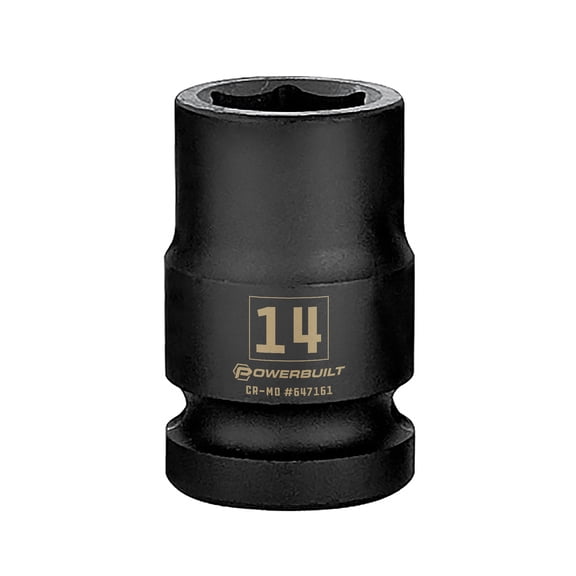 Powerbuilt 1/2 Inch Drive x 14 MM 6 Point Impact Socket - 647161