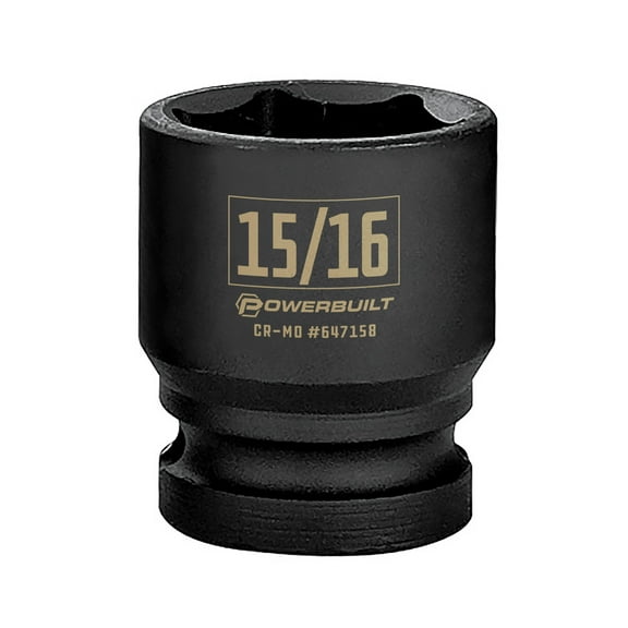 Powerbuilt 1/2 Inch Drive x 15/16 Inch 6 Point Impact Socket - 647158