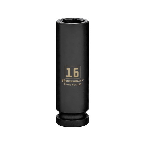 Powerbuilt 1/2 Inch Drive x 16 MM 6 Point Deep Impact Socket - 647185