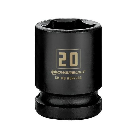 Powerbuilt 1/2 Inch Drive x 20 MM 6 Point Impact Socket - 647280